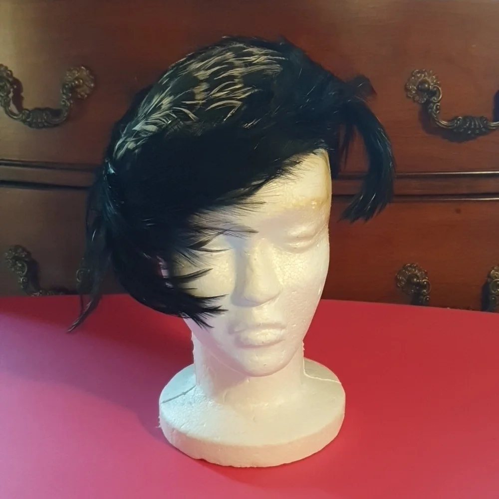 Vintage Black Feather Headband - Picture 1 of 5
